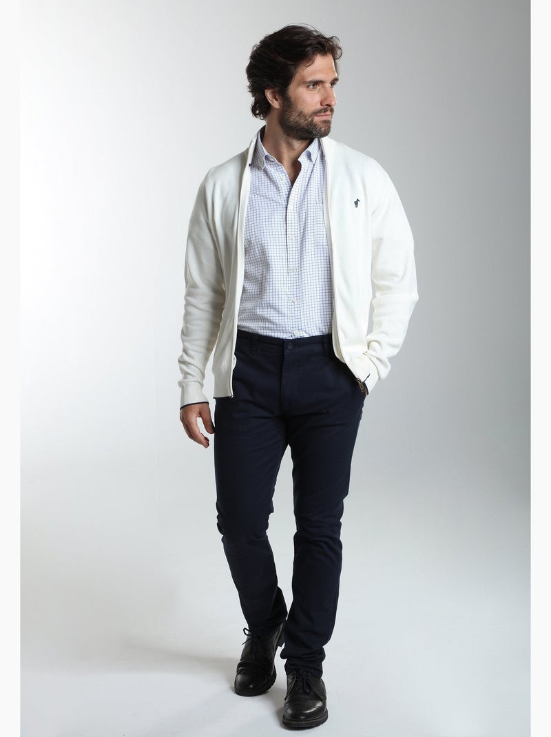 Gentleman farmer - gilet manches longues coton morgan Blanc - Kiabi