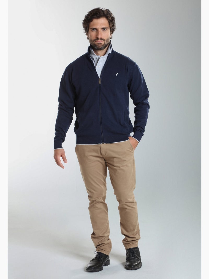 Gentleman farmer - gilet manches longues coton morgan Bleu marine - Kiabi
