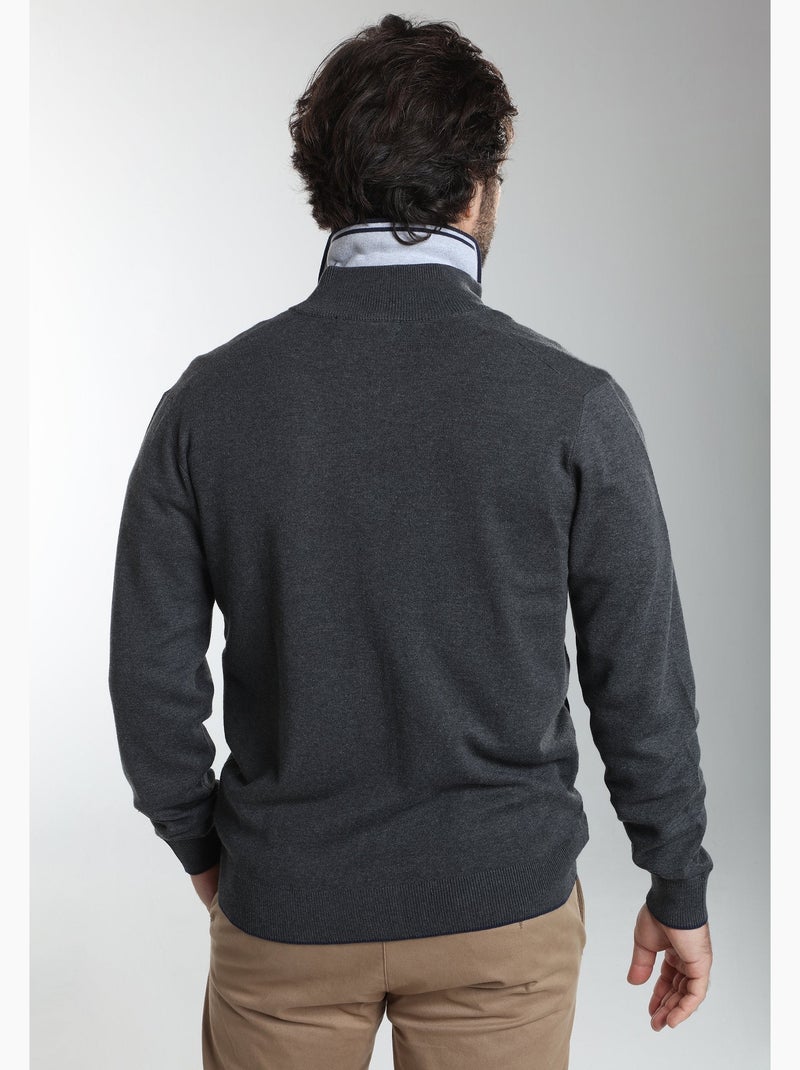 Gentleman farmer - gilet manches longues coton morgan gris anthracite - Kiabi