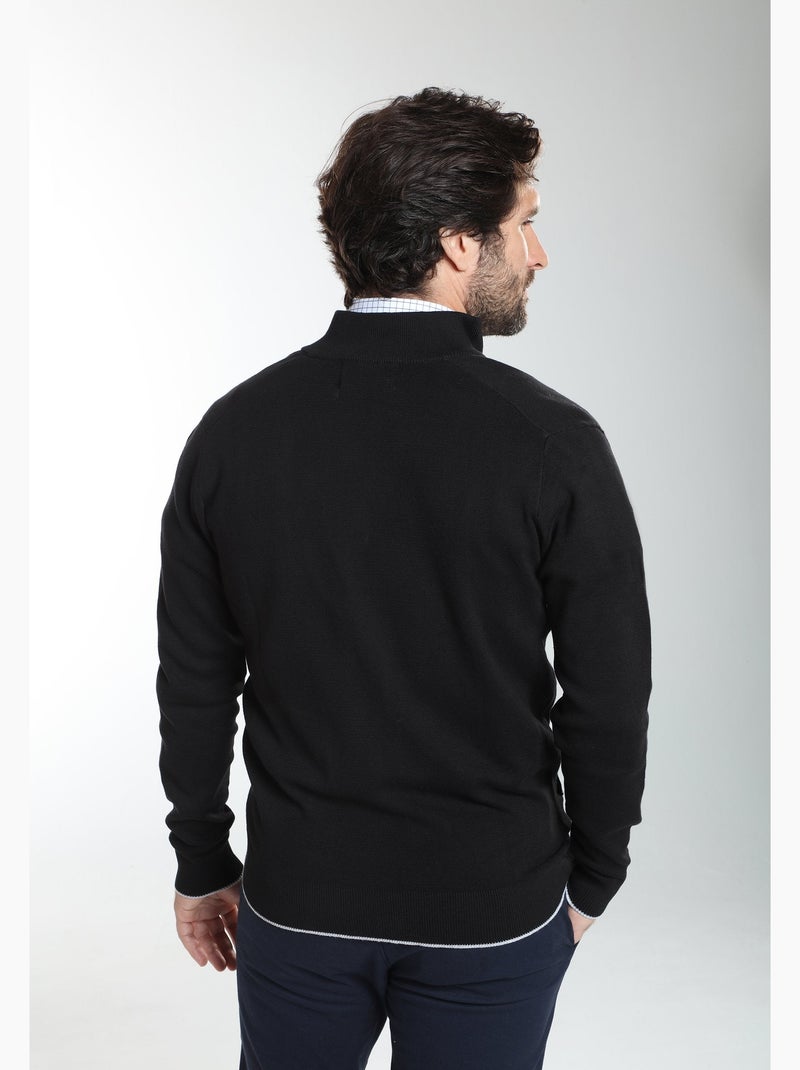 Gentleman farmer - gilet manches longues coton morgan Noir - Kiabi