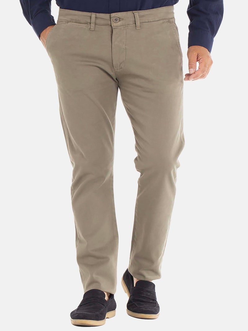 Gentleman Farmer - Pantalon coupe regular en coton PARLY Vert - Kiabi