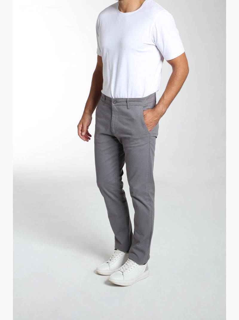 Gentleman Farmer - Pantalon coupe regular en coton PORTO Gris - Kiabi