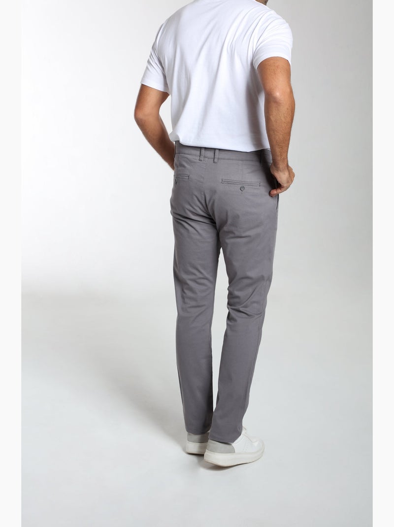 Gentleman Farmer - Pantalon coupe regular en coton PORTO Gris - Kiabi