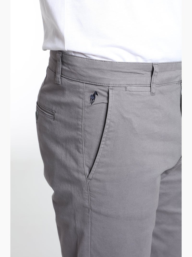 Gentleman Farmer - Pantalon coupe regular en coton PORTO Gris - Kiabi