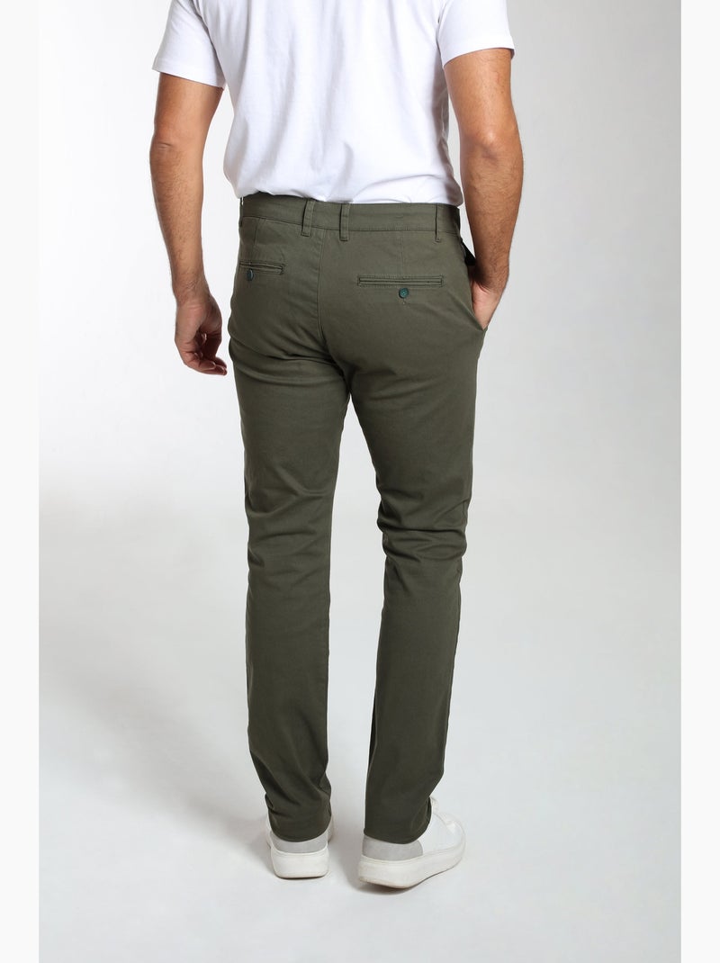 Gentleman Farmer - Pantalon coupe regular en coton PORTO Kaki - Kiabi