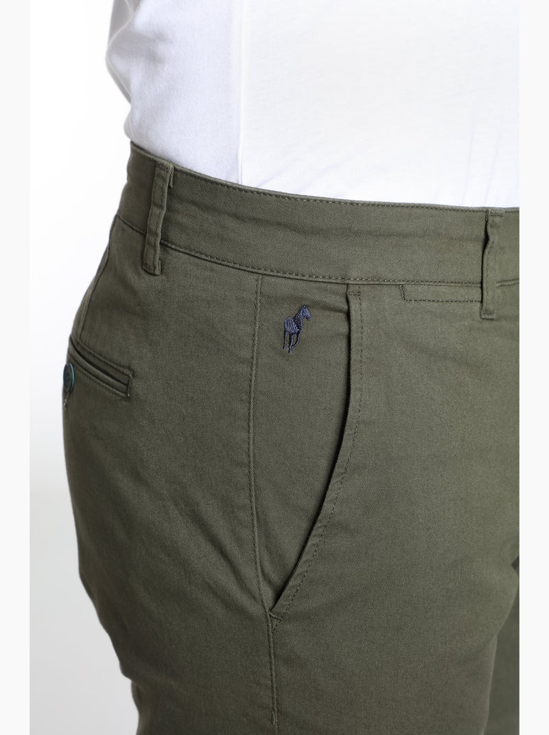 Gentleman Farmer - Pantalon coupe regular en coton PORTO Kaki - Kiabi