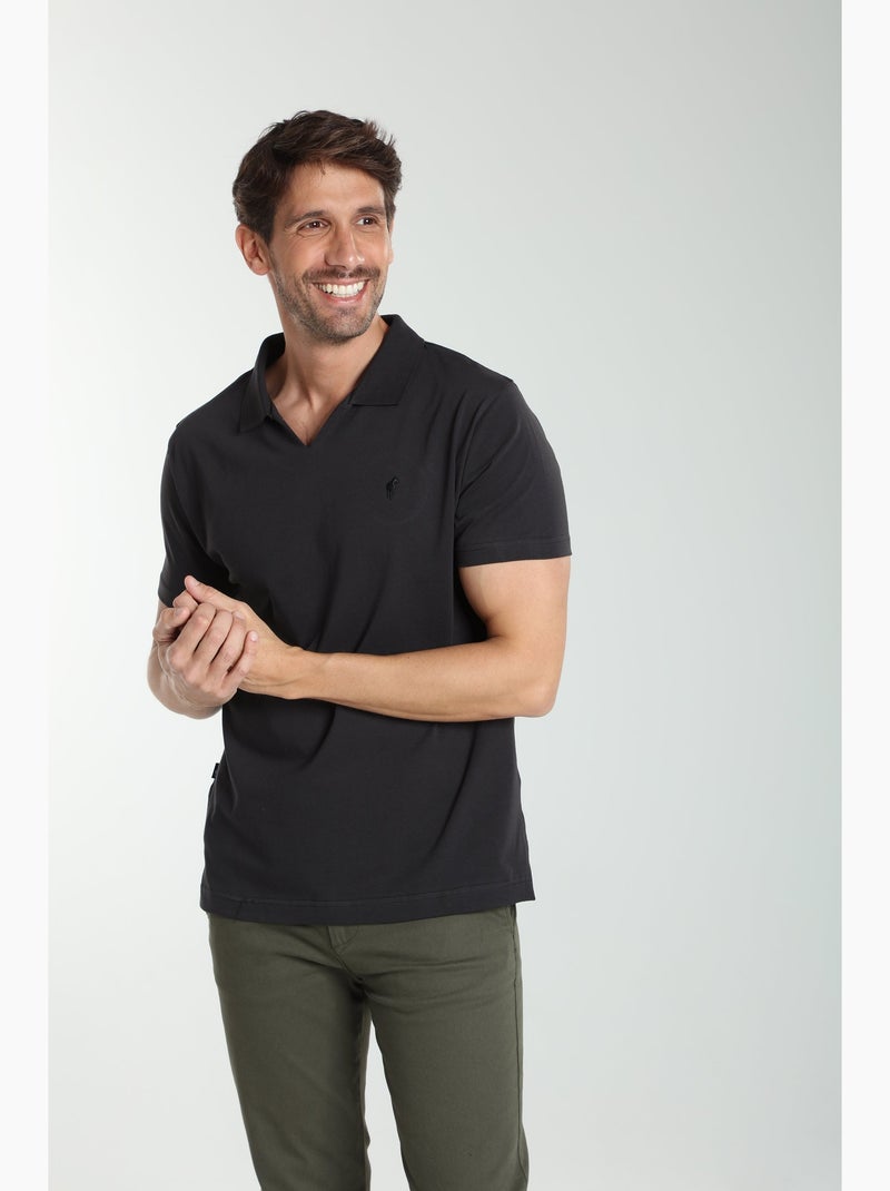 Gentleman Farmer - Polo manches courtes en coton PAT Noir - Kiabi
