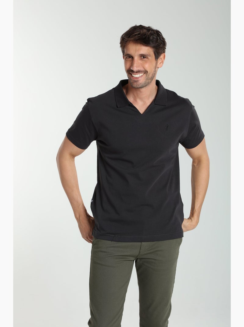 Gentleman Farmer - Polo manches courtes en coton PAT Noir - Kiabi