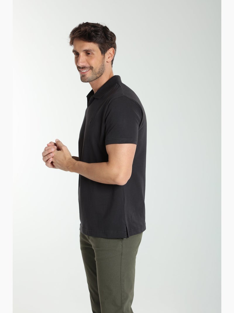 Gentleman Farmer - Polo manches courtes en coton PAT Noir - Kiabi