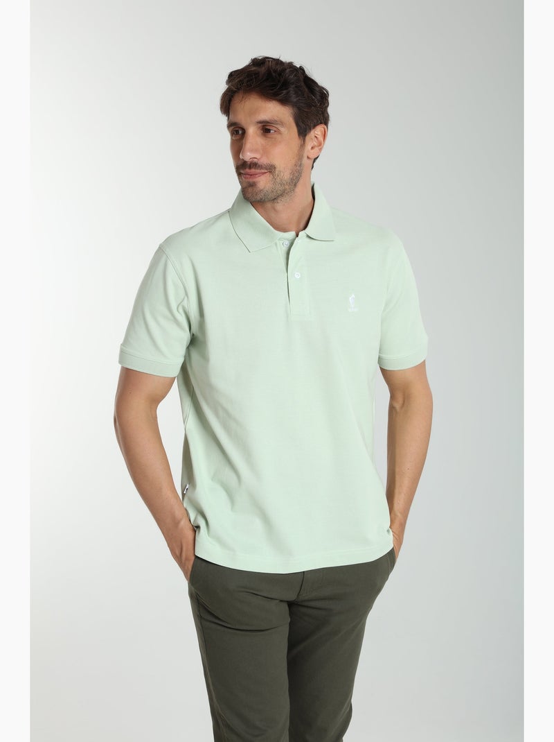 Gentleman Farmer - Polo manches courtes en coton PAUL Bleu céladon - Kiabi