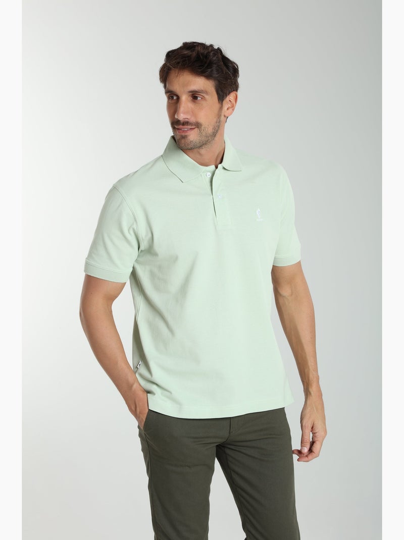 Gentleman Farmer - Polo manches courtes en coton PAUL Bleu céladon - Kiabi