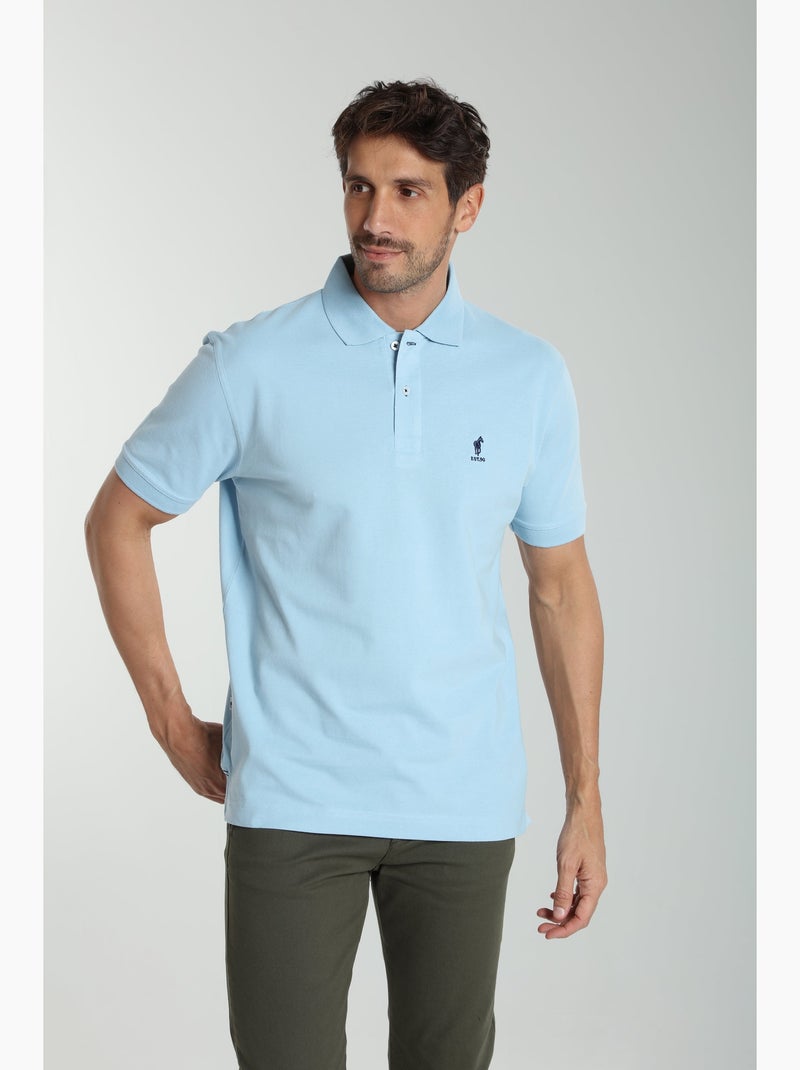 Gentleman Farmer - Polo manches courtes en coton PAUL Bleu ciel - Kiabi