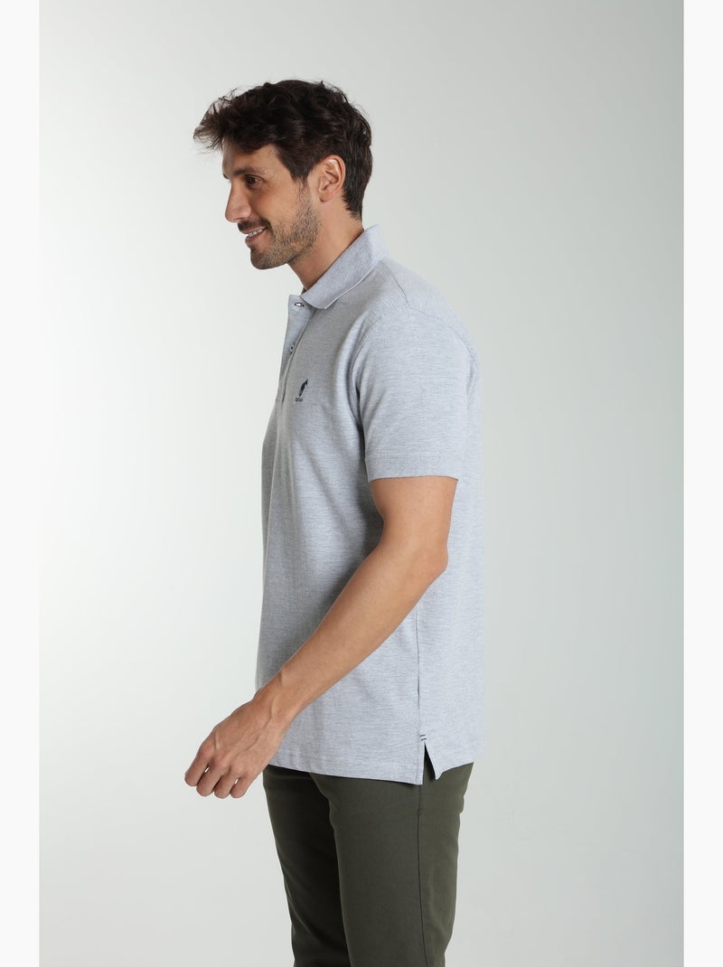 Gentleman Farmer - Polo manches courtes en coton PAUL Gris chiné - Kiabi