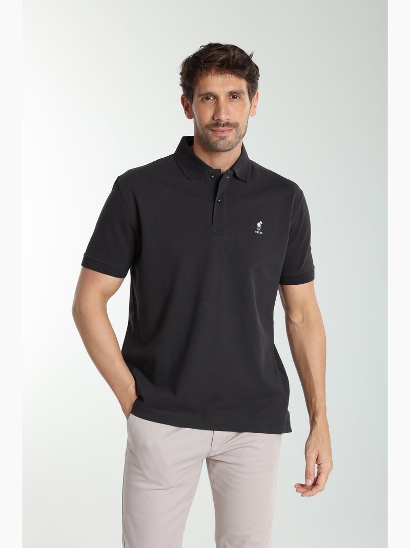 Gentleman Farmer - Polo manches courtes en coton PAUL Noir - Kiabi