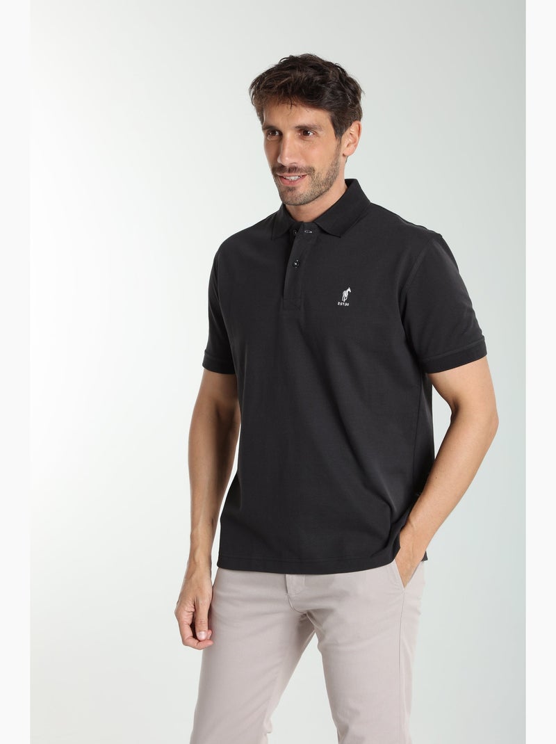 Gentleman Farmer - Polo manches courtes en coton PAUL Noir - Kiabi