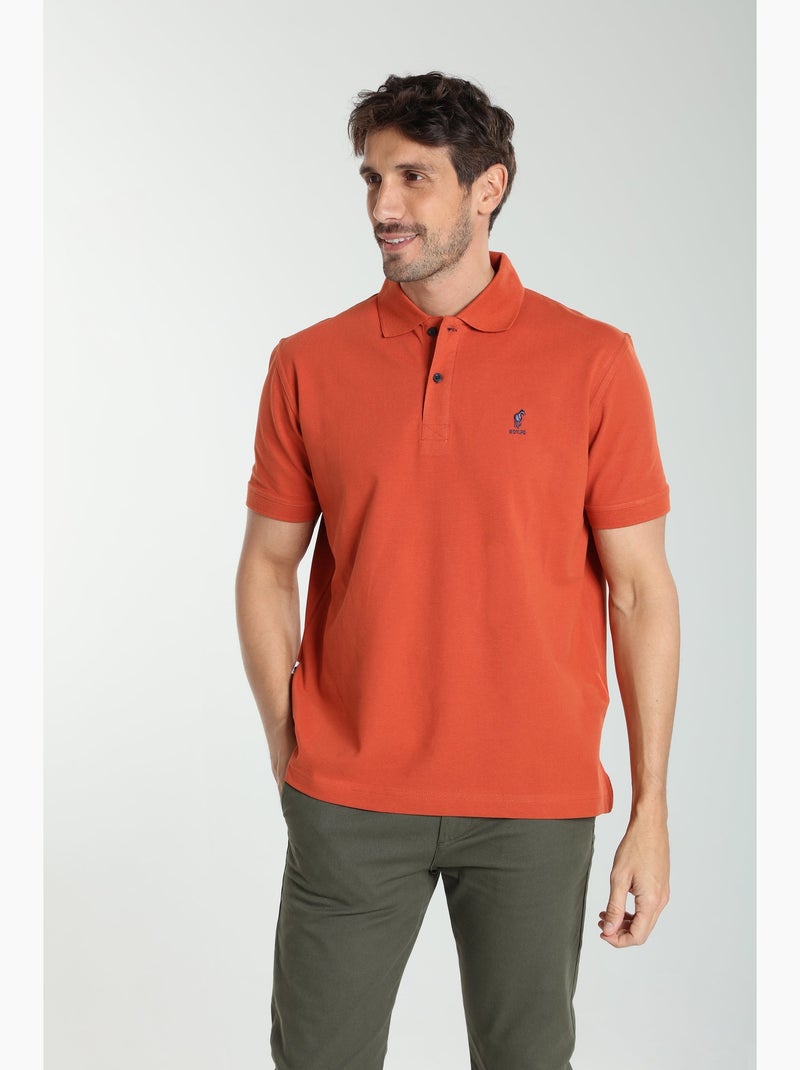 Gentleman Farmer - Polo manches courtes en coton PAUL Rouge brique - Kiabi