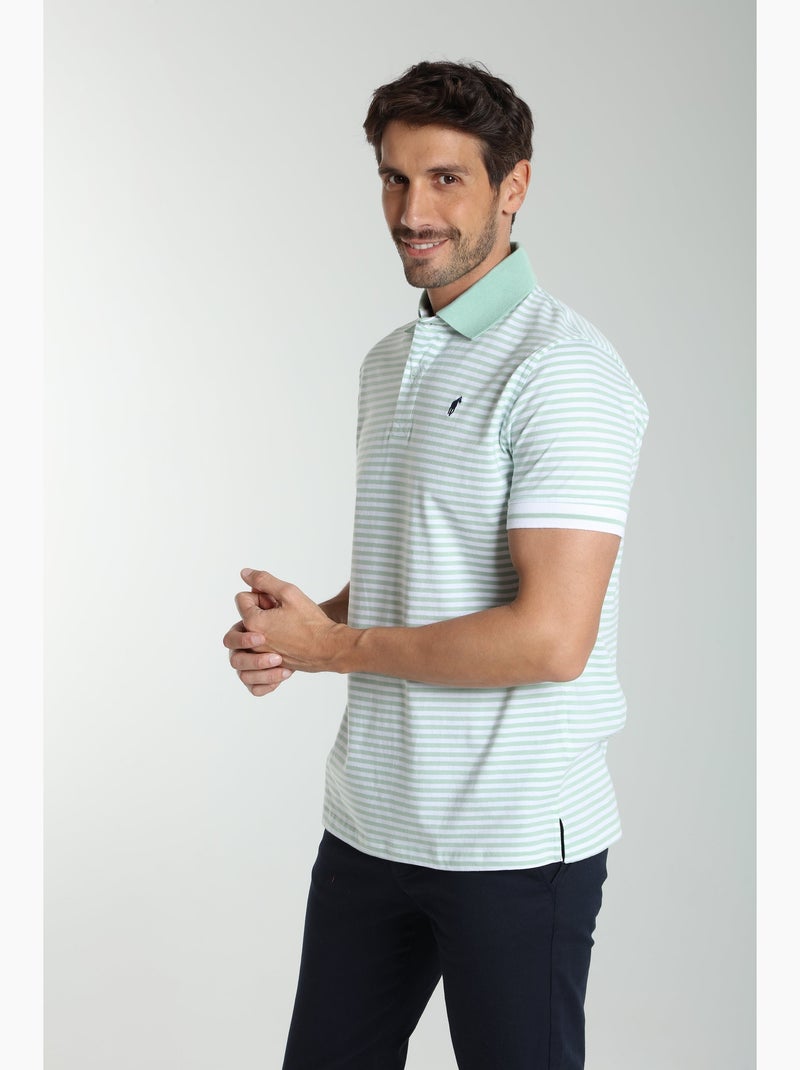 Gentleman Farmer - Polo manches courtes en coton PAWL Bleu céladon - Kiabi