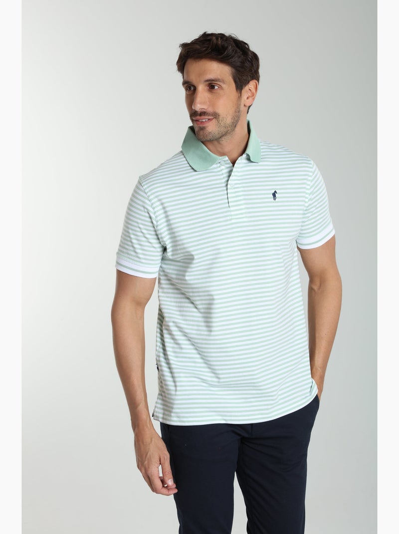 Gentleman Farmer - Polo manches courtes en coton PAWL Bleu céladon - Kiabi