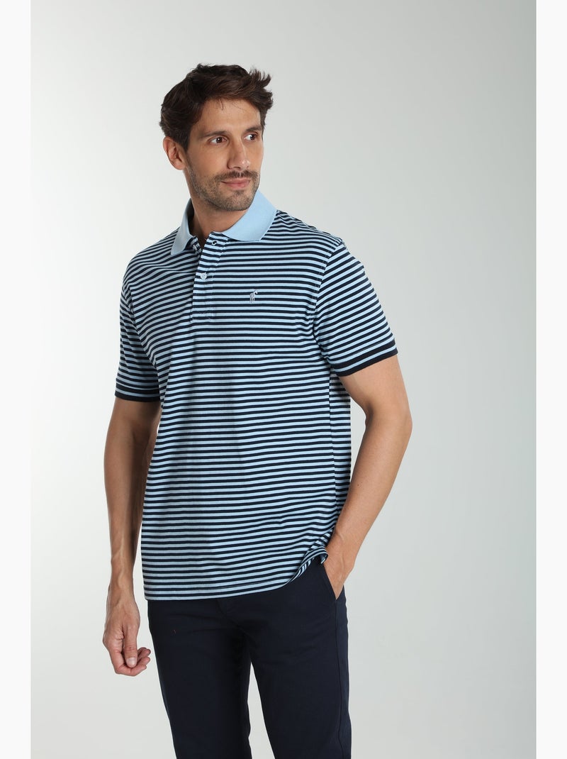 Gentleman Farmer - Polo manches courtes en coton PAWL Bleu ciel - Kiabi
