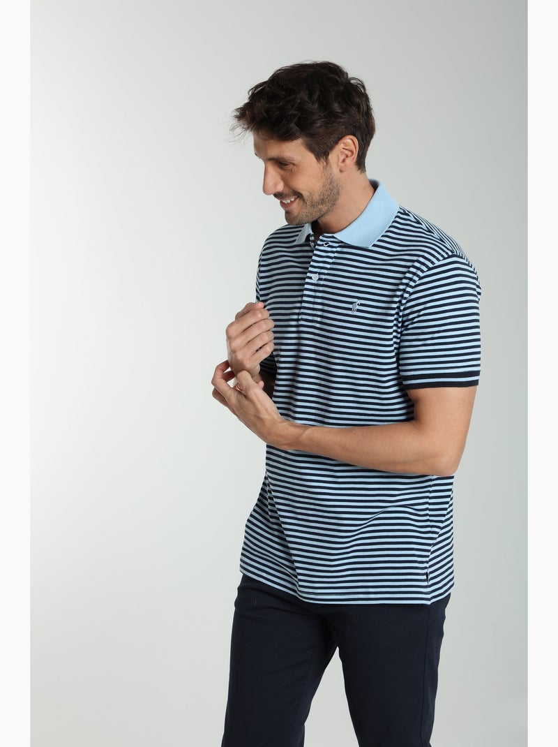 Gentleman Farmer - Polo manches courtes en coton PAWL Bleu ciel - Kiabi
