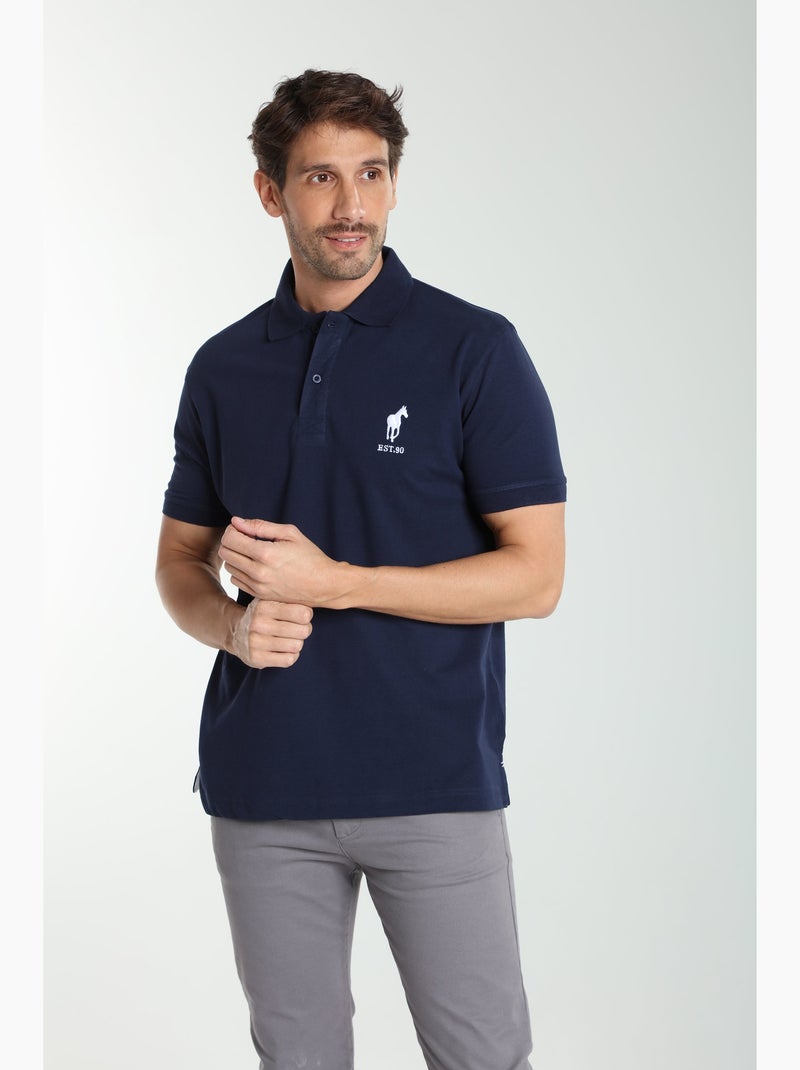 Gentleman Farmer - Polo manches courtes en coton PING Bleu marine - Kiabi
