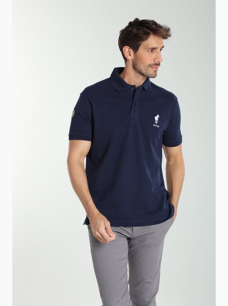 Gentleman Farmer - Polo manches courtes en coton PING Bleu marine - Kiabi