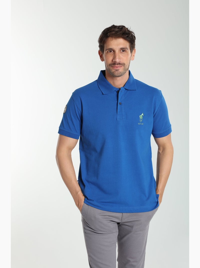 Gentleman Farmer - Polo manches courtes en coton PING Bleu - Kiabi