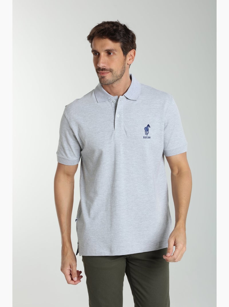 Gentleman Farmer - Polo manches courtes en coton PING Gris chiné - Kiabi
