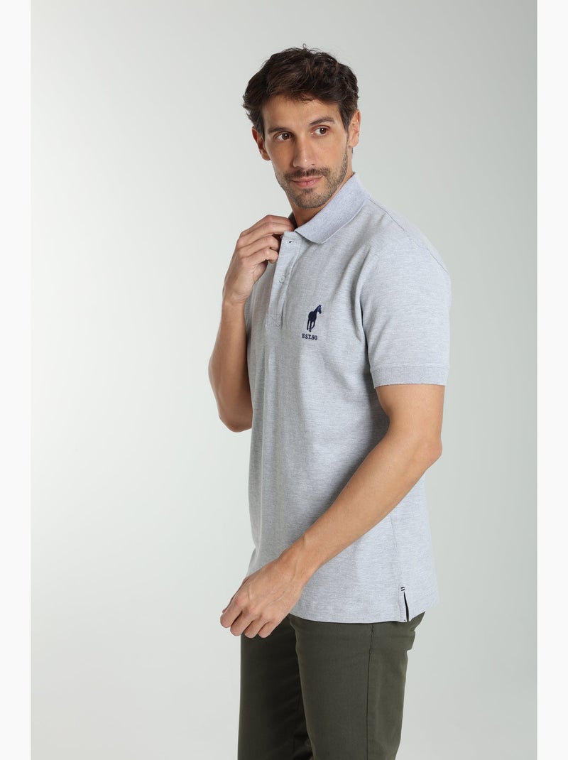 Gentleman Farmer - Polo manches courtes en coton PING Gris chiné - Kiabi
