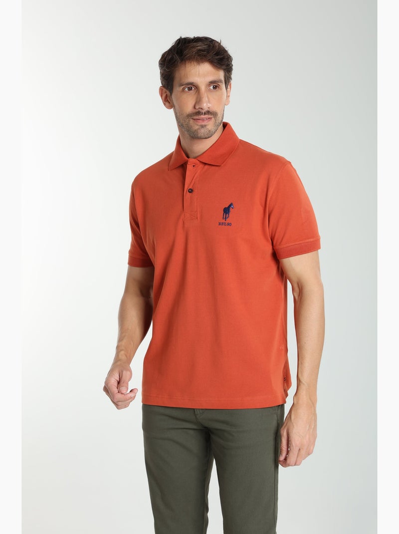 Gentleman Farmer - Polo manches courtes en coton PING Rouge brique - Kiabi