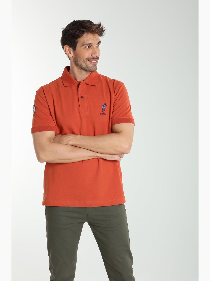 Gentleman Farmer - Polo manches courtes en coton PING Rouge brique - Kiabi