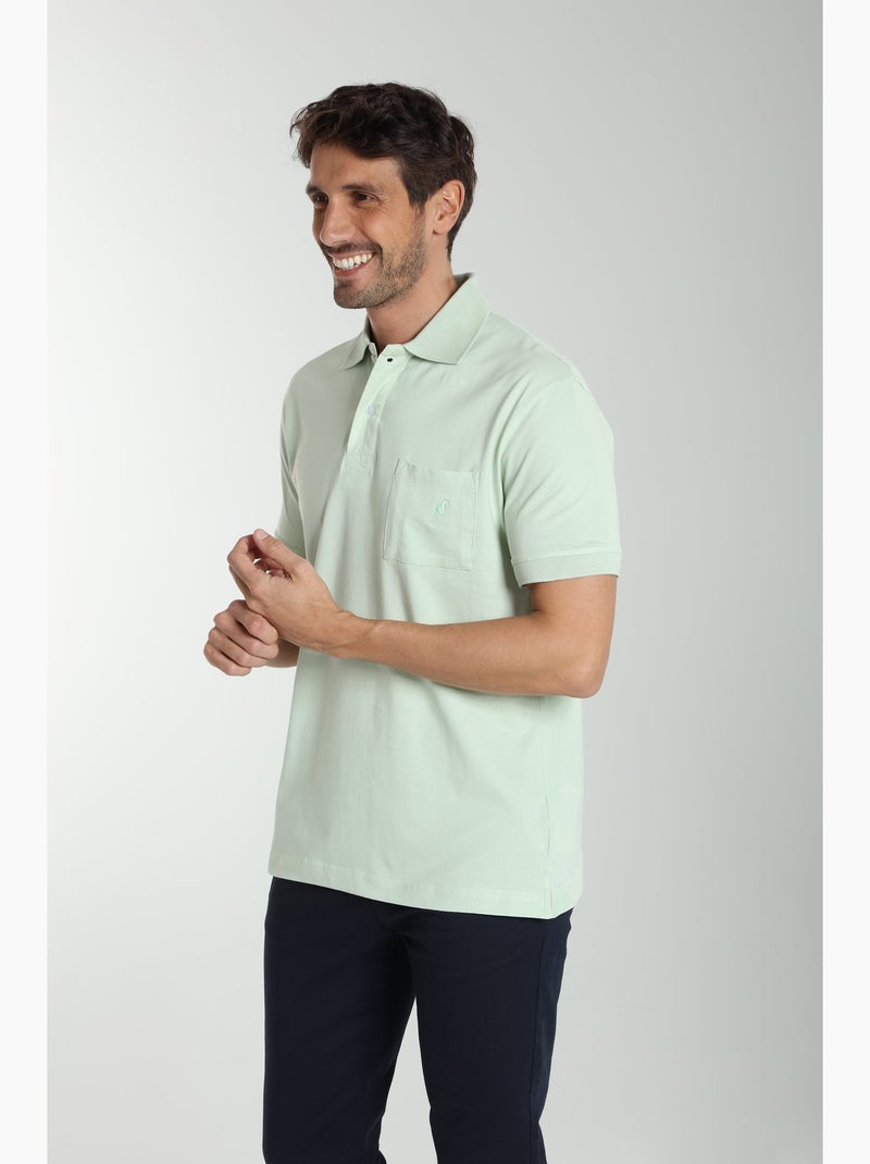 Gentleman Farmer - Polo manches courtes en coton PJEY Bleu céladon - Kiabi