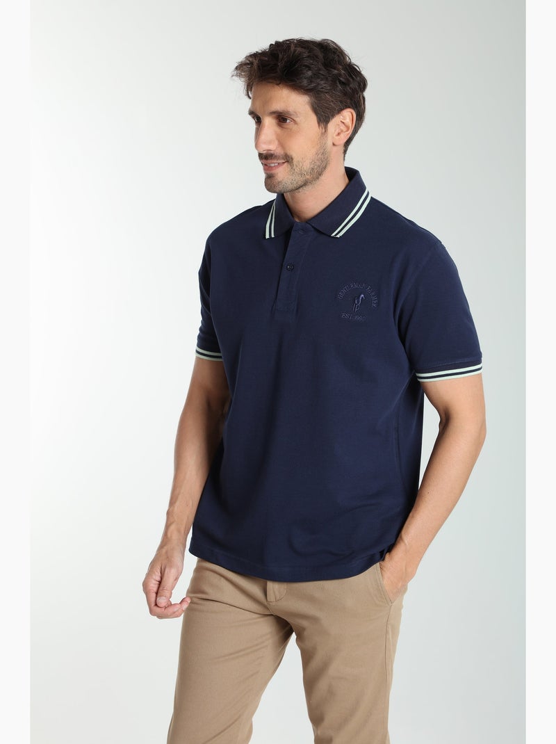 Gentleman Farmer - Polo manches courtes en coton PRAY Bleu marine - Kiabi