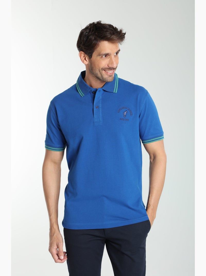 Gentleman Farmer - Polo manches courtes en coton PRAY Bleu - Kiabi