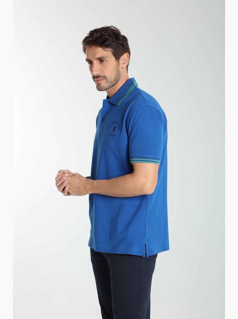 Gentleman Farmer - Polo manches courtes en coton PRAY Bleu - Kiabi