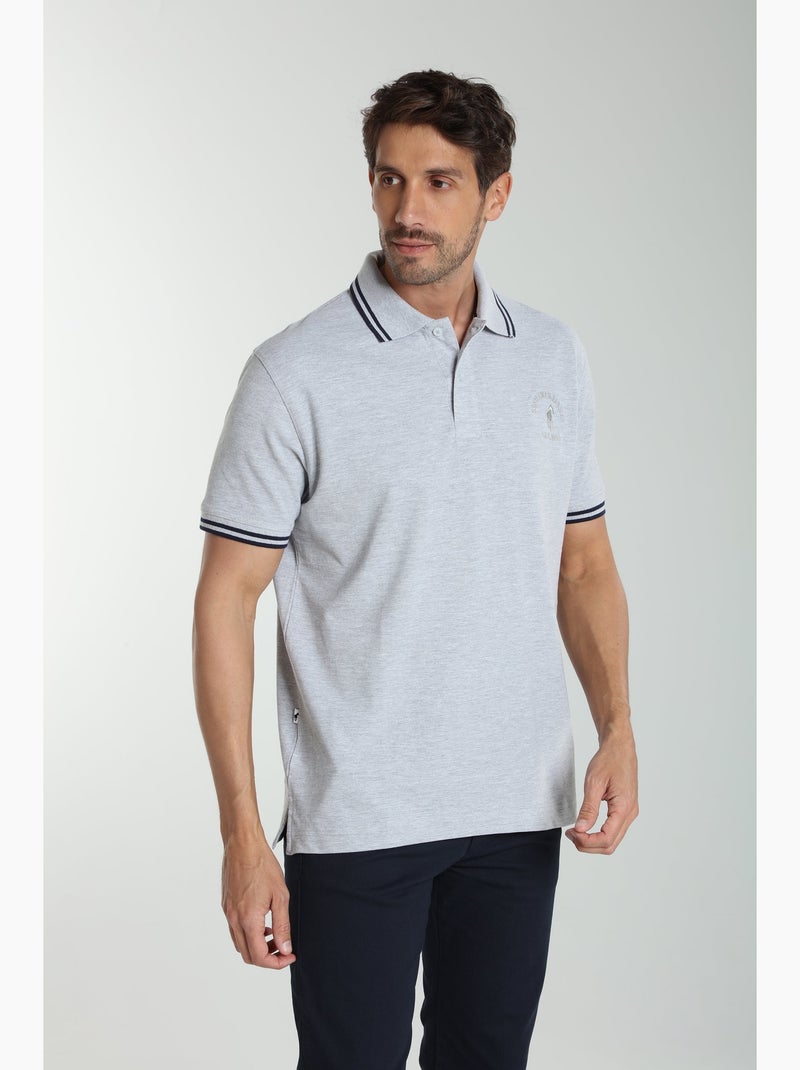 Gentleman Farmer - Polo manches courtes en coton PRAY Gris chiné - Kiabi