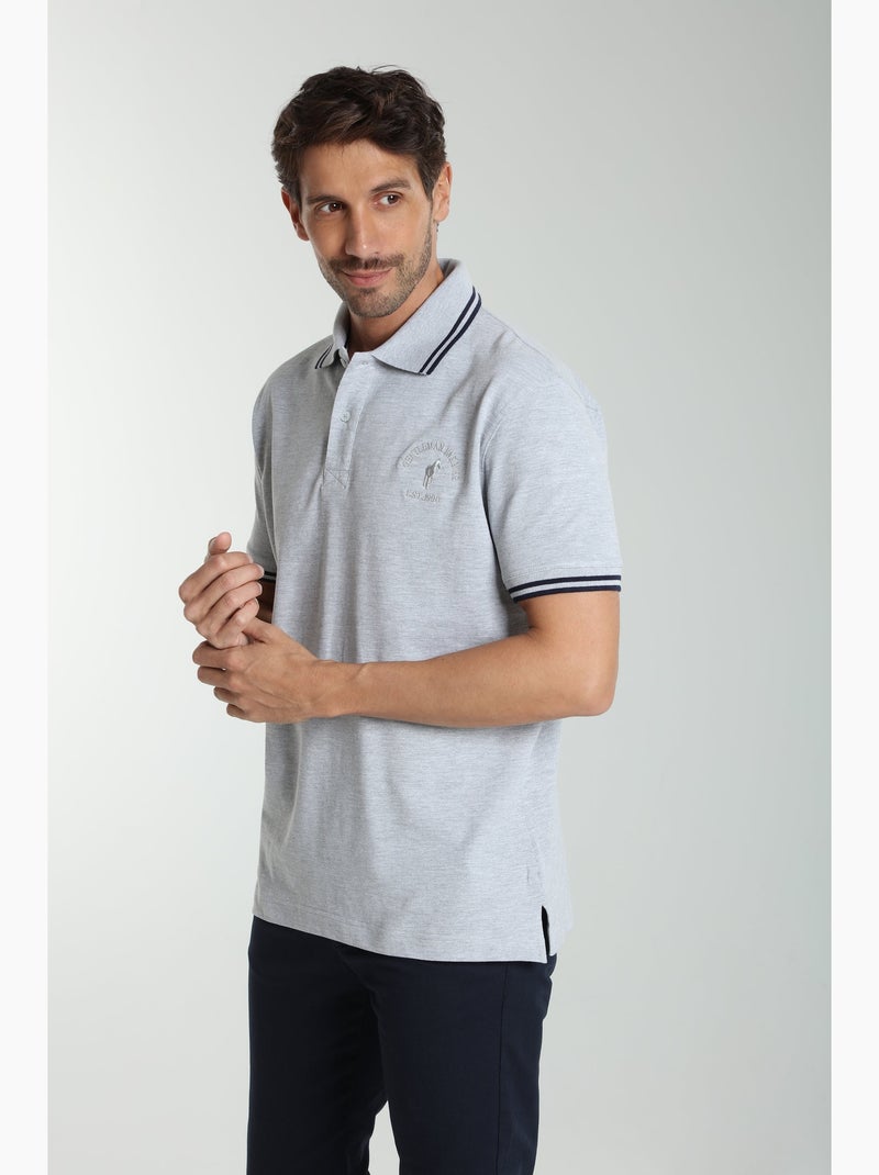 Gentleman Farmer - Polo manches courtes en coton PRAY Gris chiné - Kiabi