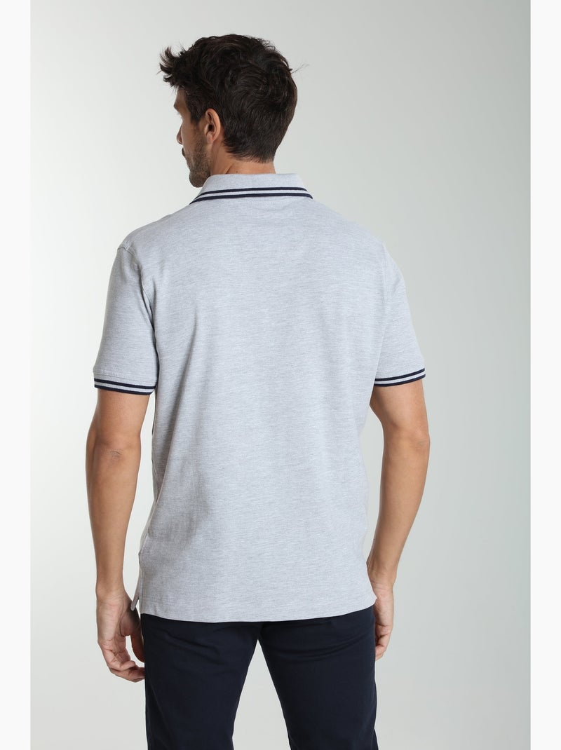 Gentleman Farmer - Polo manches courtes en coton PRAY Gris chiné - Kiabi