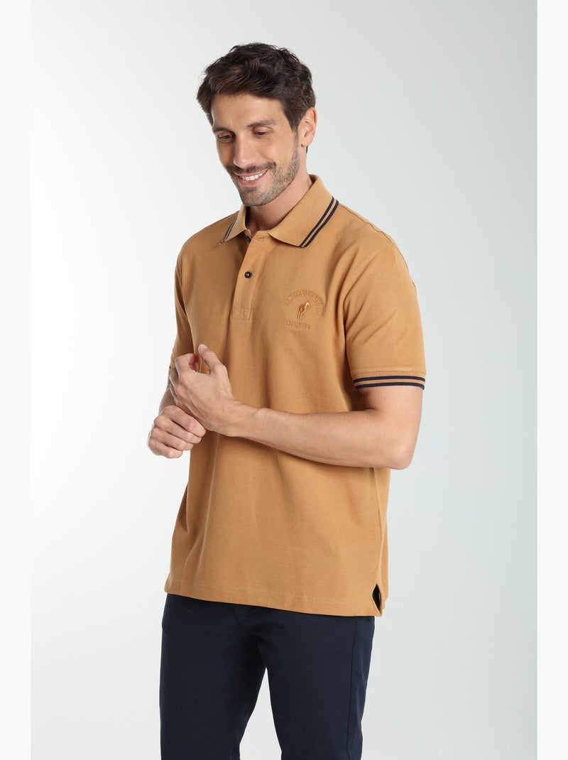 Gentleman Farmer - Polo manches courtes en coton PRAY Marron - Kiabi