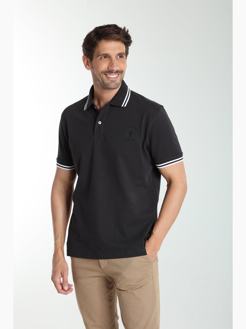 Gentleman Farmer - Polo manches courtes en coton PRAY Noir - Kiabi