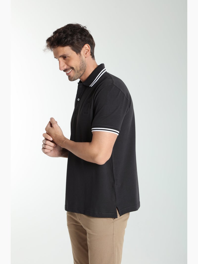 Gentleman Farmer - Polo manches courtes en coton PRAY Noir - Kiabi