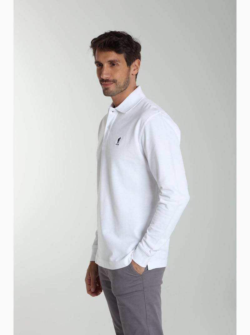 Gentleman Farmer - Polo manches longues en coton PERY Blanc - Kiabi