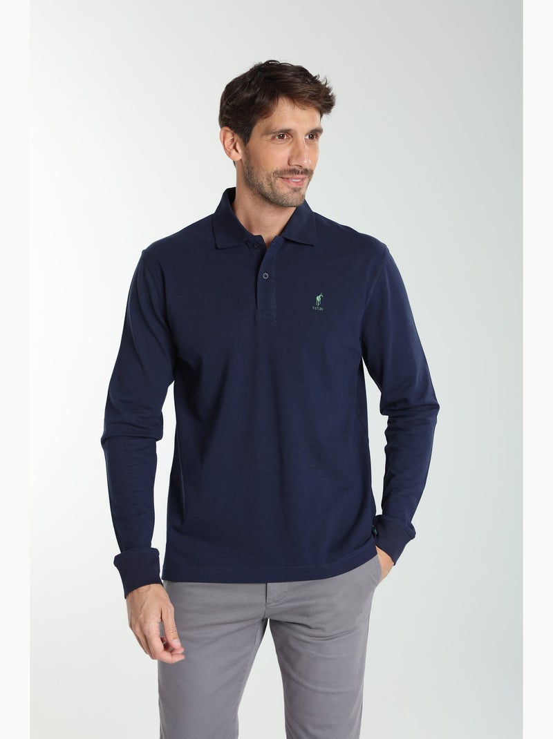Gentleman Farmer - Polo manches longues en coton PERY Bleu marine - Kiabi