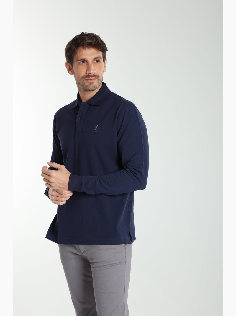 Gentleman Farmer - Polo manches longues en coton PERY Bleu marine - Kiabi