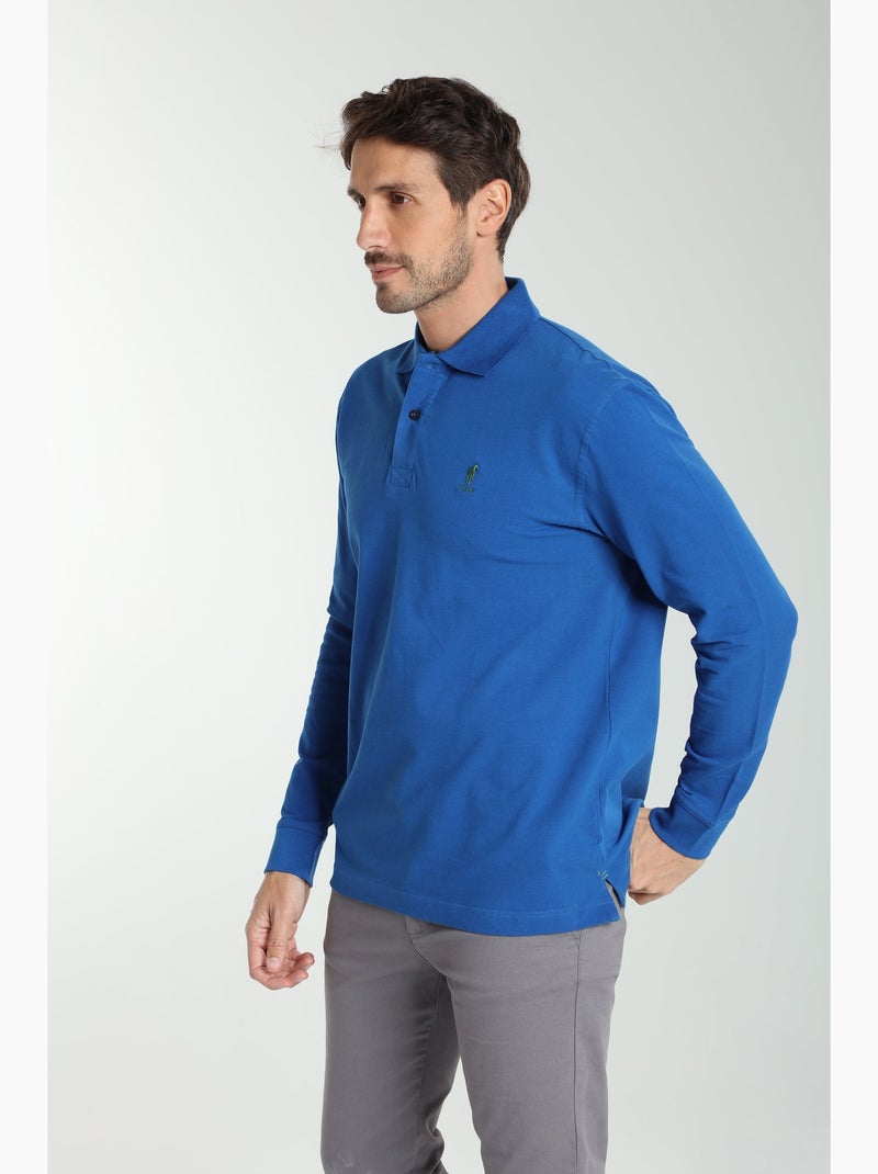 Gentleman Farmer - Polo manches longues en coton PERY Bleu - Kiabi