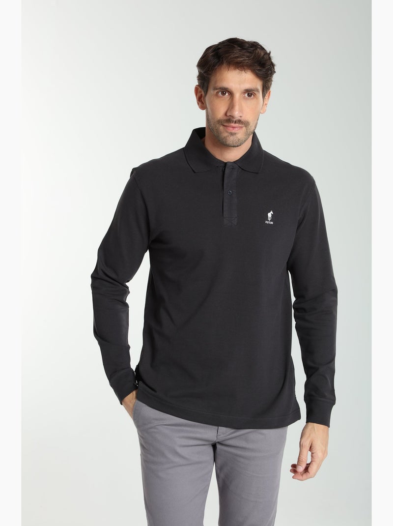 Gentleman Farmer - Polo manches longues en coton PERY Noir - Kiabi