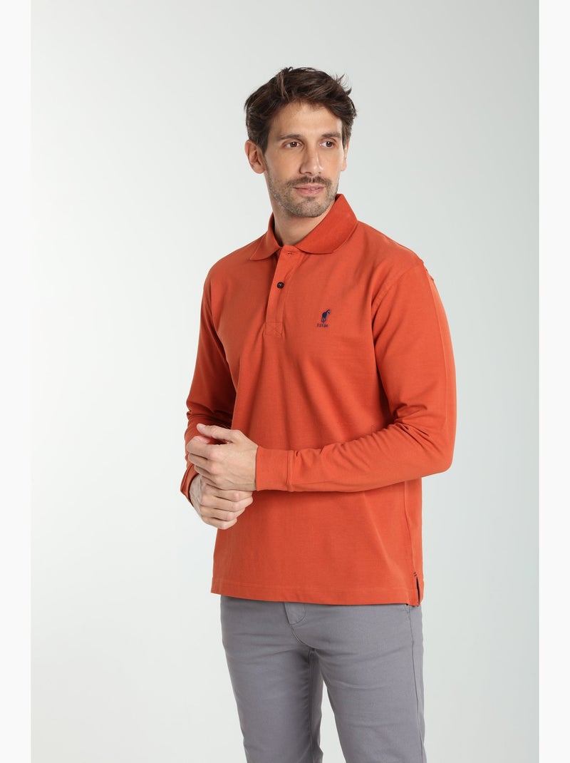 Gentleman Farmer - Polo manches longues en coton PERY Rouge brique - Kiabi