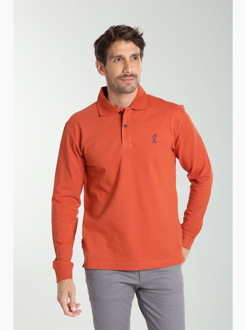 Gentleman Farmer - Polo manches longues en coton PERY Rouge brique - Kiabi