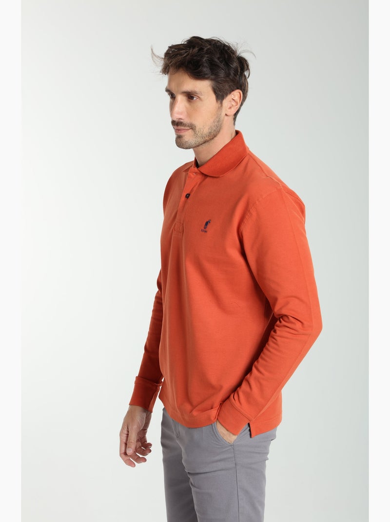 Gentleman Farmer - Polo manches longues en coton PERY Rouge brique - Kiabi