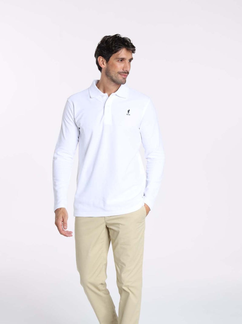 Gentleman Farmer - Polos manches longues en coton ORLEANS Blanc - Kiabi